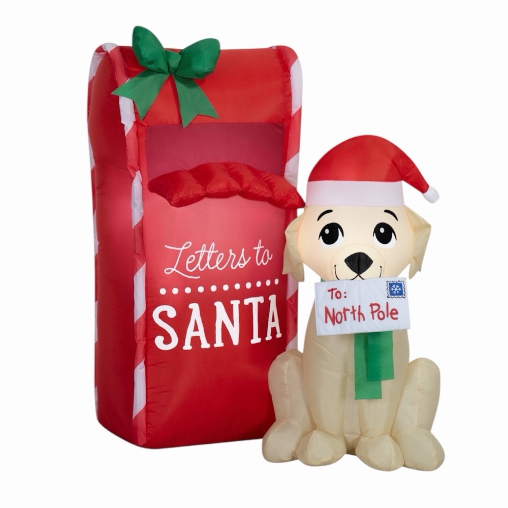 Holiday Time Mailbox Dog Christmas Airblown Inflatable 3.5' Letters To Santa NEW
